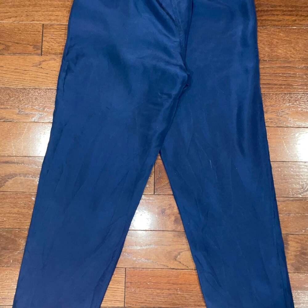 Mureli Vintage Navy Blue Silk Track‎ Pants Women’s Small – Retro Lounge Pants